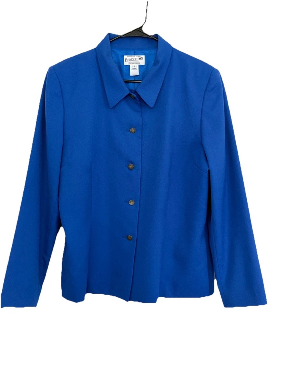 Vintage Pendleton Womens Blazer Blue 100% Virgin Wool Sz 16 USA Made
